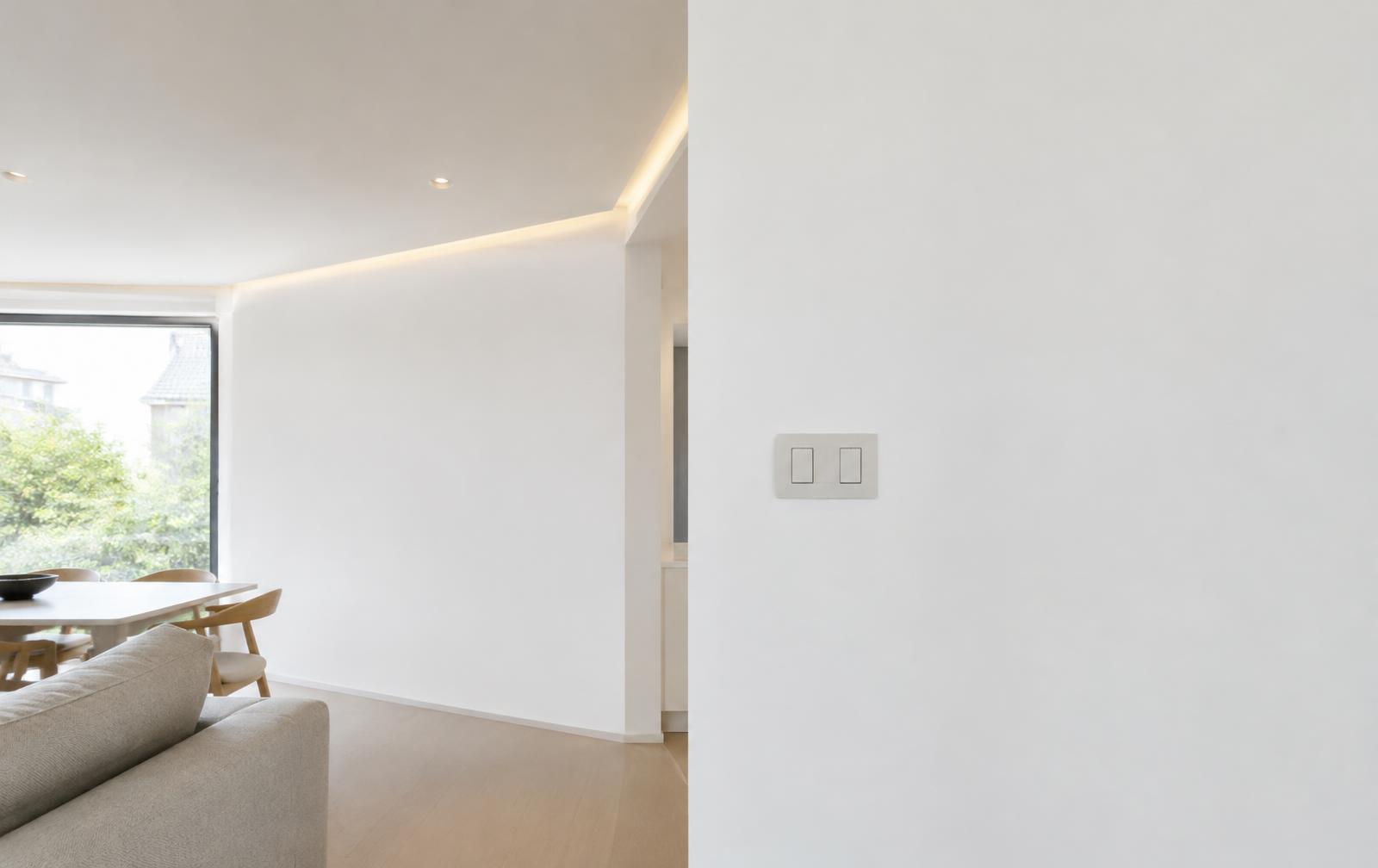 Bright modern interior with recessed lighting